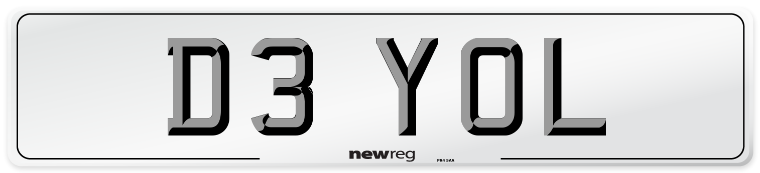 D3 YOL Number Plate from New Reg